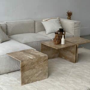 My Chic Résidence - Boutique table deux côtés Travertin 40 cm